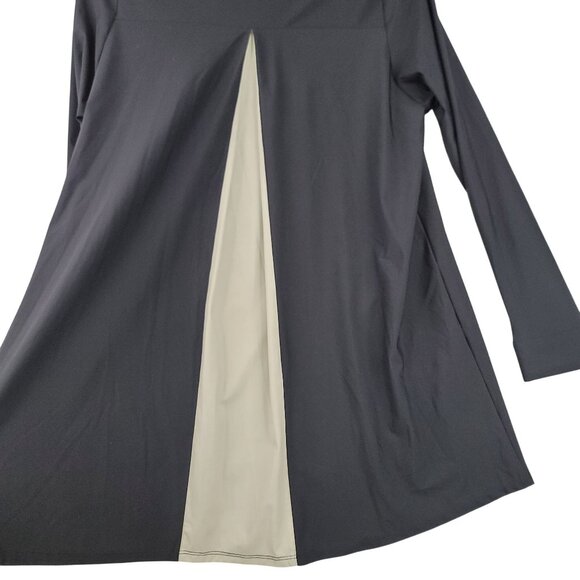 Jason Colorblock Long Sleeve Tunic Oversized XS Black Beige Made In USA - Picture 8 of 11